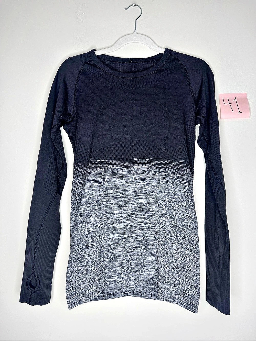 Lululemon Swiftly Tech Long Sleeve Crew Top Black & Gray size 10 without tag